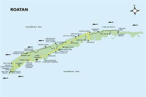 Map Of Roatan Island Honduras | Cities And Towns Map