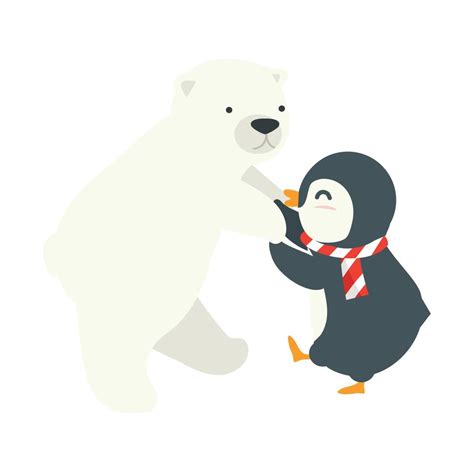 penguin with polar bear danceing cartoon 10835566 Vector Art at Vecteezy