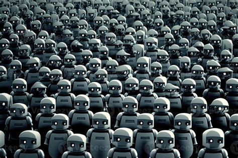 Robot crowd in rows. Robot army. Created with Generative AI 21791577 ...