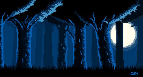 Pixel Art: Night Forest by Corykeks