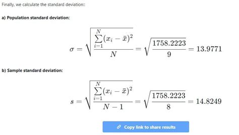 Standard Deviation Calculator Online (Step by step) 🥇