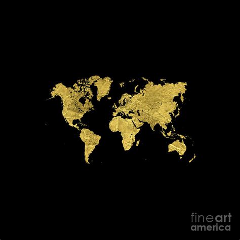 Black And Gold World Map - World Of Light Map