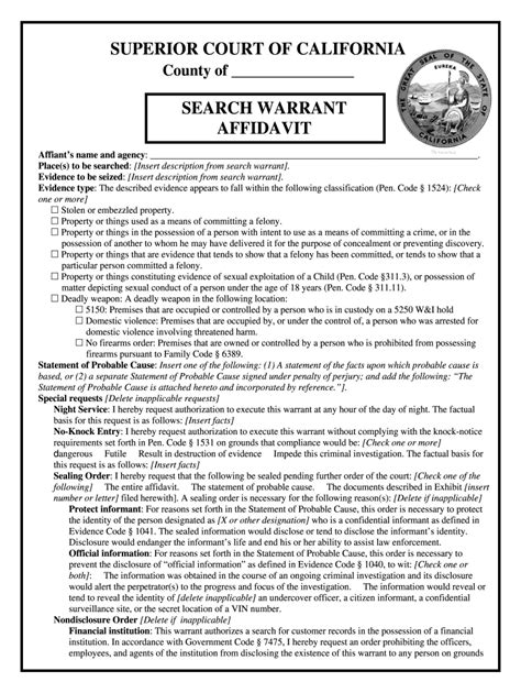 Search warrant template: Fill out & sign online | DocHub