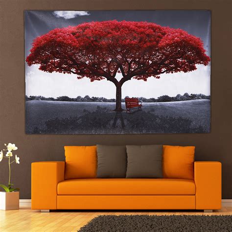 Large Red Tree Canvas Modern Home Wall Decor Art Paintings Picture ...