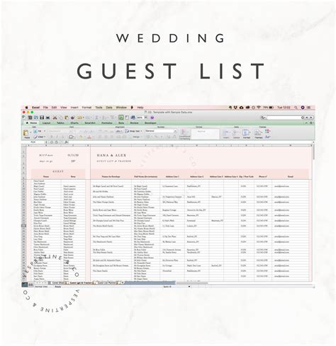 Wedding Guest List Planner and Guest List Tracker Excel - Etsy