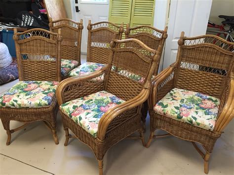 VINTAGE VICTORIAN RATTAN DINING CHAIR SET