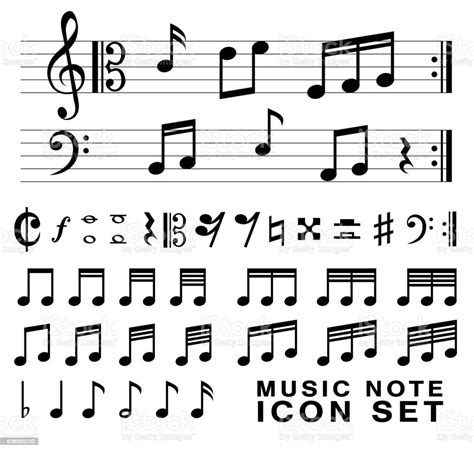 Standard Music Notes Symbol Set Vector Eps10 Stock Illustration ...