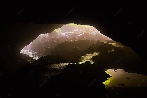 Cave Tunnel With Walkway Over Creek Sky Scenic Scenery Photo Background ...