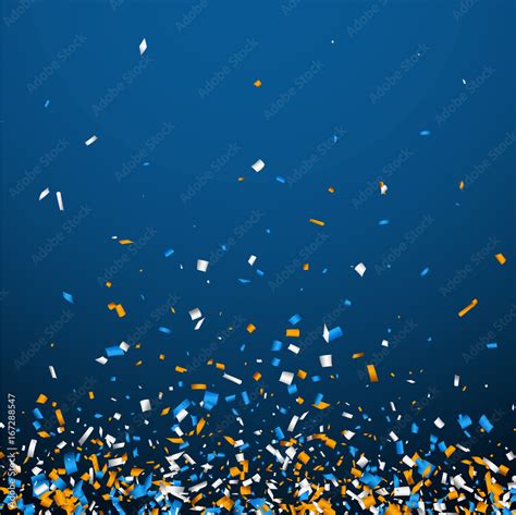 Blue background with colorful confetti. Stock Vector | Adobe Stock