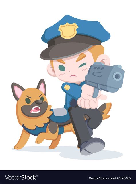 Police Officer And Dog Cartoon Royalty Free Vector Image