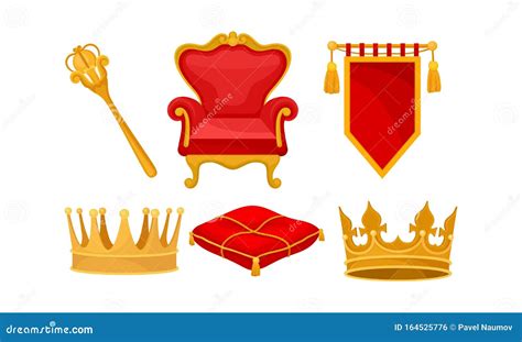 Monarchy Attributes Vector Set. Golden Power Symbols Collection Stock ...