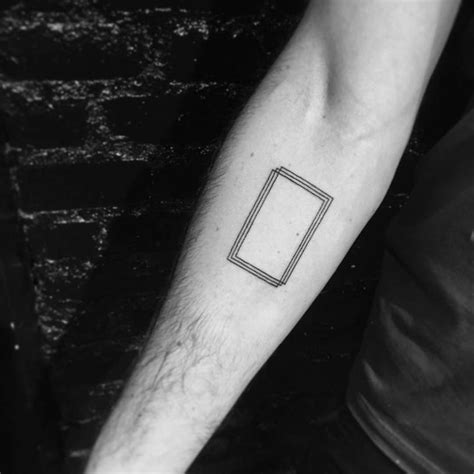 Minimalist geometric tattoo on the right inner forearm. | Geometric ...