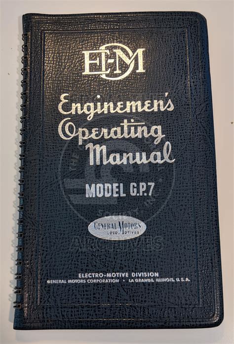 EMD GP7 Operating Manual | The CRHS's Conrail Artifact Archive