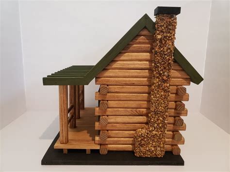 Hand Crafted Log Cabin Bird House With Stone Chimney - Etsy