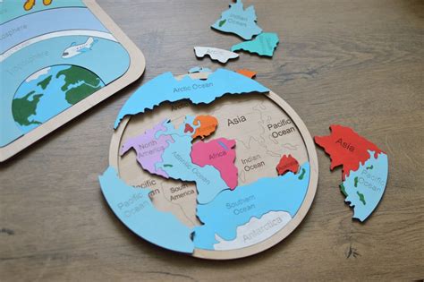 World Map Puzzle, Handmade Wooden Map of the World, Gift for Kids Wood ...