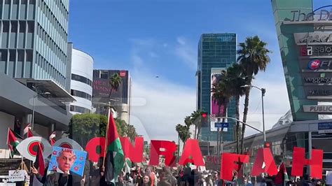 Pro-Palestine Protest Overtakes Streets of L.A. Ahead of Oscars