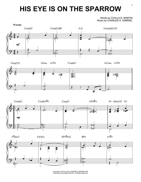 His Eye Is On The Sparrow | Sheet Music Direct