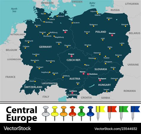 Map of central europe Royalty Free Vector Image