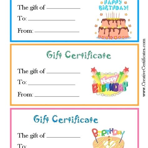 two birthday gift certificates with the words happy birthday on them ...