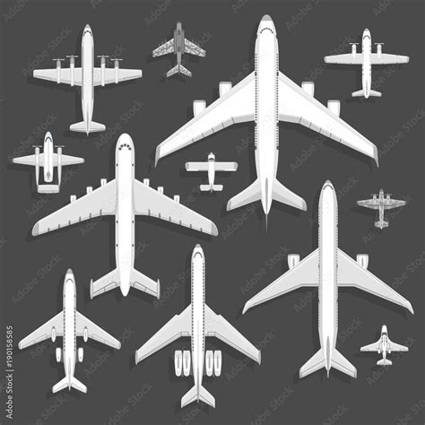 Vector airplanes icons top view vector illustration isolated on ...