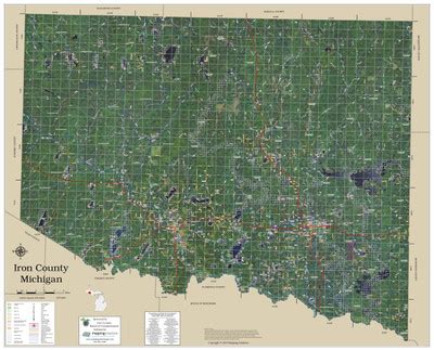 Iron County Michigan 2019 Aerial Wall Map | Mapping Solutions