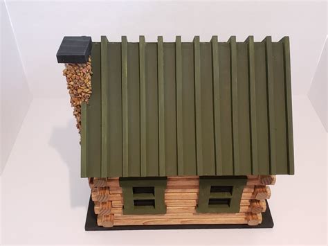 Hand Crafted Log Cabin Bird House With Stone Chimney - Etsy