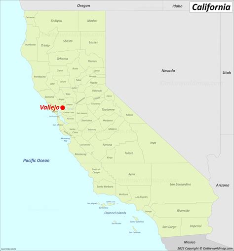 Vallejo Location On The California Map - Ontheworldmap.com