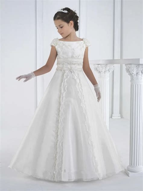 2016 First Communion Dresses Floor Length Princess White Flower Girl ...