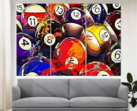 Billiards Wall Art Billiards Balls Canvas Print Game Room | Etsy