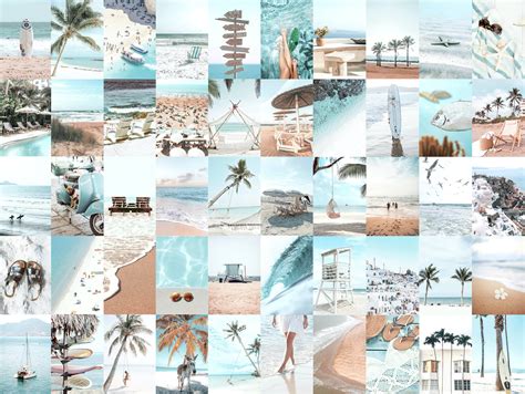 Wall Collage Kit Beach Blue Aesthetic DIGITAL DOWNLOAD 50 - Etsy