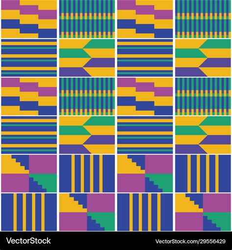 African geometric kente cloth pattern Royalty Free Vector