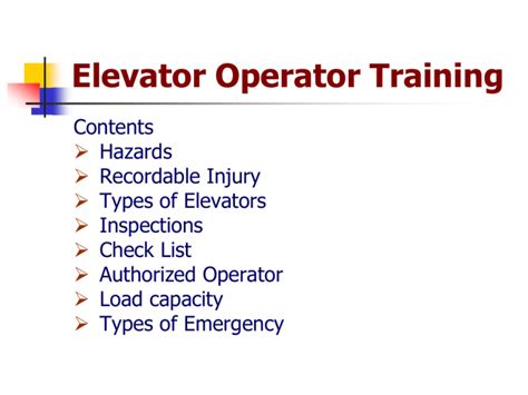 Elevator Operator Training