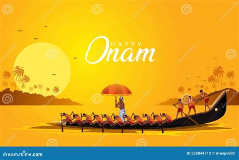 Happy Onam Kerala Boat Race Competition. Vector Illustration Design ...