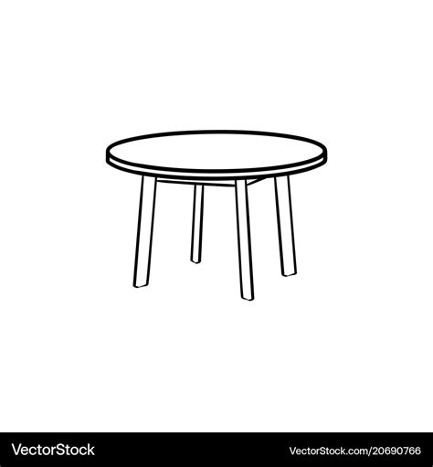 Round table hand drawn sketch icon Royalty Free Vector Image