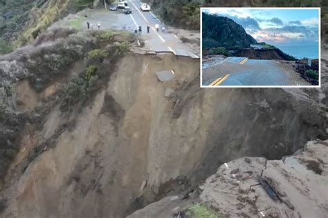 Shocking drone footage shows huge CRATER on California's Highway One ...