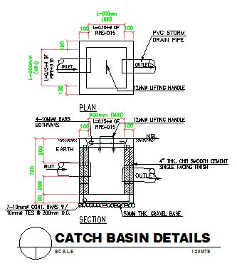 Catch basin Detail design drawing - Cadbull