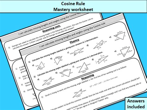 Cosine rule - mastery worksheet | Teaching Resources