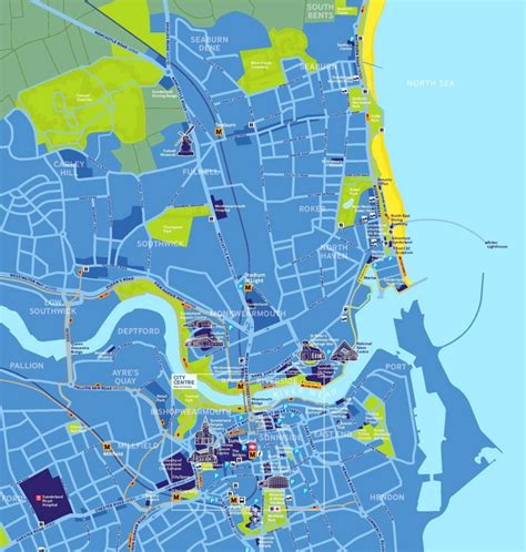 Sunderland sightseeing map - Ontheworldmap.com