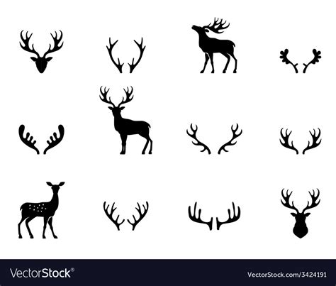 Set of antlers silhouette Royalty Free Vector Image