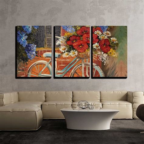 Wall26 3 Piece Canvas Wall Art - Oil Painting on Canvas - Flowers near ...