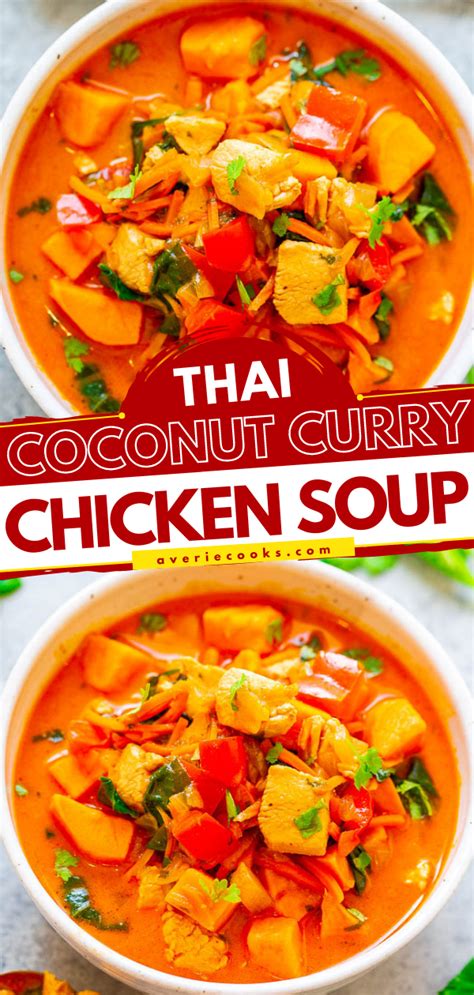 Thai Chicken Curry Soup Recipe - Averie Cooks