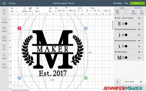 Cricut Split Monogram Tutorial + Free SVG! - Jennifer Maker