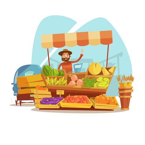 Market Cartoon Concept 472883 Vector Art at Vecteezy