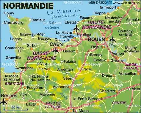 Map of Normandy (France) - Map in the Atlas of the World - World Atlas