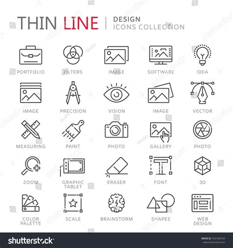 Collection Design Thin Line Icons Stock Vector (Royalty Free) 763108144 ...