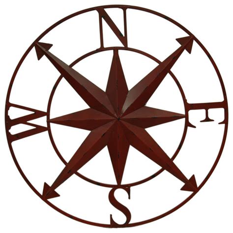 Distressed Metal Indoor, Outdoor Compass Rose Wall Sculpture 28 ...