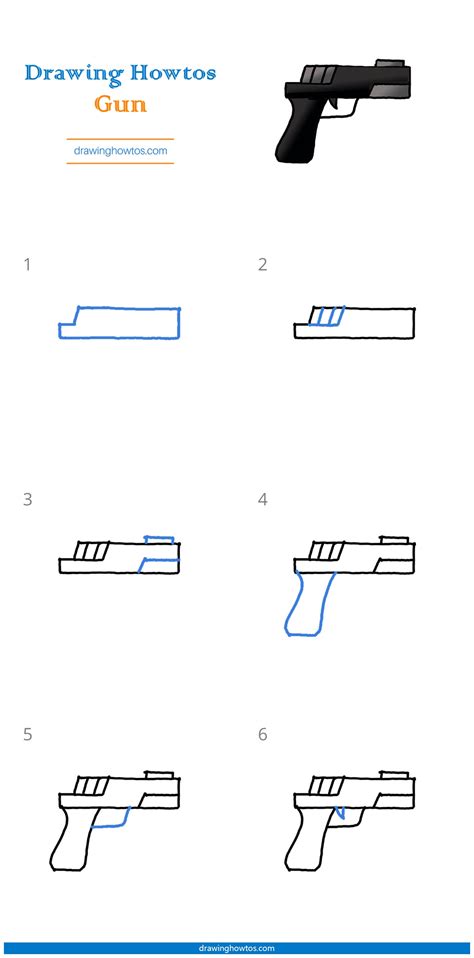 How to Draw a Gun - Step by Step Easy Drawing Guides - Drawing Howtos