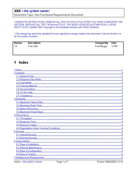 Non-Functional Requirements Document Template-1 | Web Service | Usability