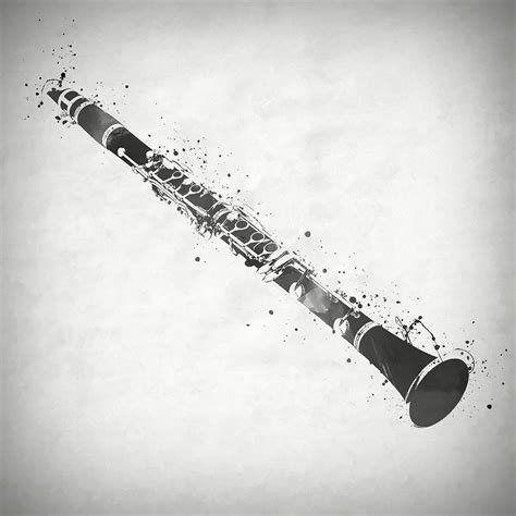 Black And White Clarinet Painting by Dan Sproul