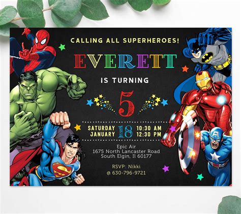 Superhero Birthday Party Invitation - Edit Yourself Online Now